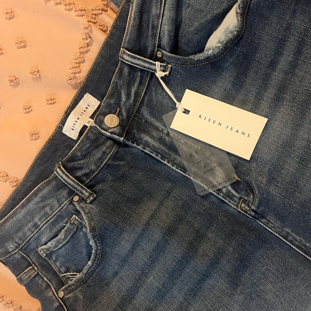 NWT Risen High-Rise Crop Straight Jeans 2X Medium Wash